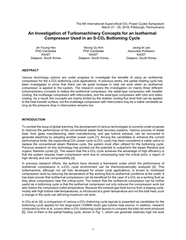 An Investigation of Turbomachinery Concepts for an Isothermal Compressor Used in an S-CO2 Bottoming Cycle