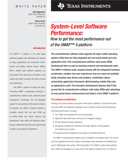 System-Level Software Performance: How to Get the Most Performance out of the OMAP™ 4 Platform Introduction