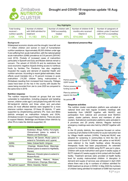 Drought and COVID-19 Response Update 18 Aug 2020