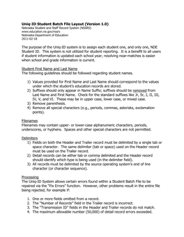 Uniq-ID Student Batch File Layout