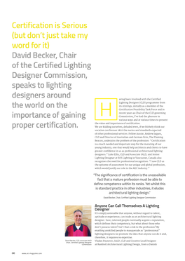 David Becker, Chair of the Certified Lighting Designer Commissio