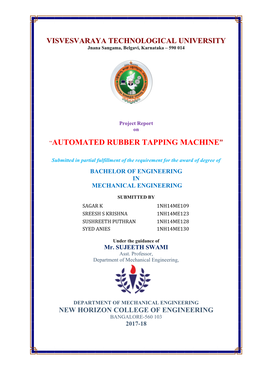 “Automated Rubber Tapping Machine”
