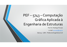PEF – 5743 –Computação Gráfica Aplicada À Engenharia De Estruturas