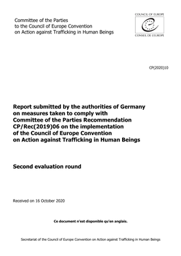 Report Submitted by the Authorities of Germany on Measures Taken