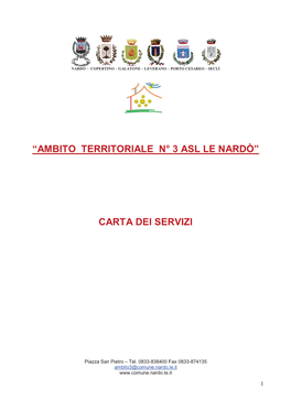 “Ambito Territoriale N° 3 Asl Le Nardò” Carta Dei Servizi
