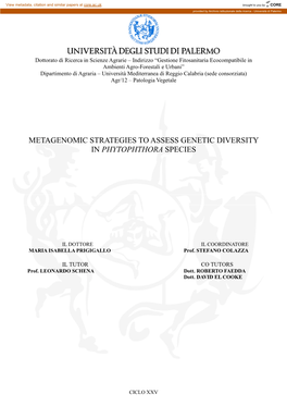 Metagenomic Strategies to Assess Genetic Diversity in Phytophthora Species