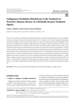 Collagenase Clostridium Histolyticum in the Treatment of Peyronie's Disease