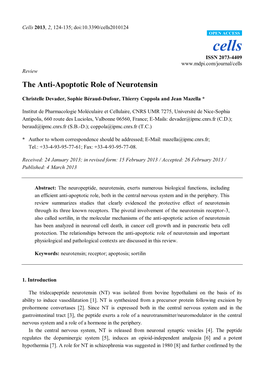 The Anti-Apoptotic Role of Neurotensin