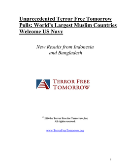 Unprecedented Terror Free Tomorrow Polls: World's Largest Muslim