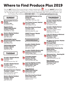 Where to Find Produce Plus 2019