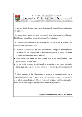 La Versión Digital De Esta Tesis Está Protegida Por La Ley De Derechos De Autor Del Ecuador