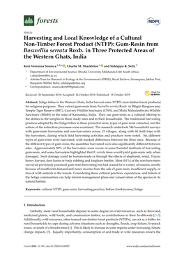 Gum-Resin from Boswellia Serrata Roxb. in Three Protected Areas of the Western Ghats, India