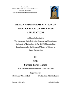 Ministry of Higher Education and Scientific Research University of Technology Laser and Optoelectronics Engineering Department