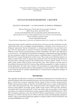 Ocean Ecogeochemistry a Review