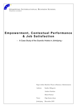 Empowerment, Contextual Performance & Job