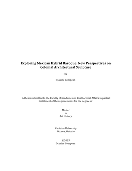 Exploring Mexican Hybrid Baroque: New Perspectives on Colonial Architectural Sculpture