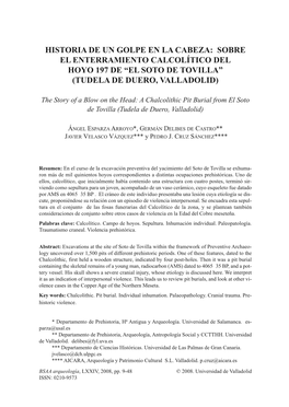 Historia De Un Golpe En La Cabeza: Sobre El Enterramiento Calcolítico Del Hoyo 197 De “El Soto De Tovilla” (Tudela De Duero, Valladolid)