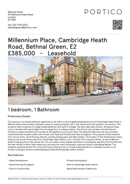 Millennium Place, Cambridge Heath Road, Bethnal Green, E2