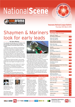 Shaymen & Mariners Look for Early Leads