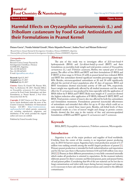 Harmful Effects on Oryzaephilus Surinamensis (L.) and Tribolium Castaneum by Food Grade Antioxidants and Their Formulations in Peanut Kernel