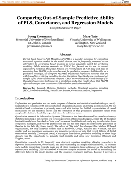 Comparing Out-Of-Sample Predictive Ability of PLS, Covariance, and Regression Models Completed Research Paper