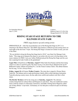 Rising Star Stage Returns to the Illinois State Fair