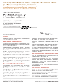 Desert Road Archaeology in Ancient Egypt and Beyond