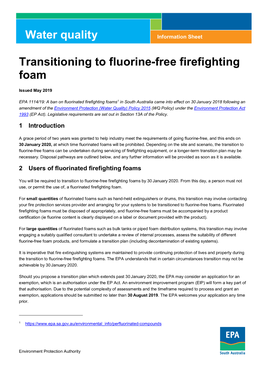 Transitioning to Fluorine-Free Firefighting Foam Information