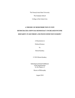 A Theory of Redistribution in New Democracies: How Has