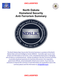 North Dakota Homeland Security Anti-Terrorism Summary