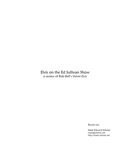 Elvis on the Ed Sullivan Show: a Review of Rob Bell's 