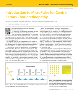 Introduction to Micropulse for Central Serous Chorioretinopathy