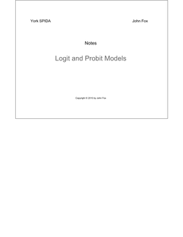 Logit and Probit Models