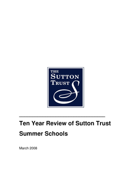 Ten Year Review of Sutton Trust Summer Schools