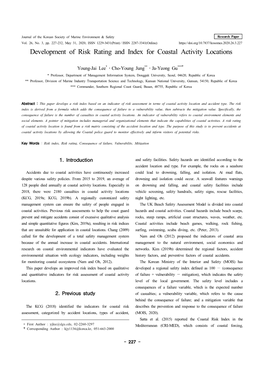 Development of Risk Rating and Index for Coastal Activity Locations