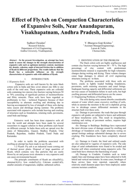 Effect of Flyash on Compaction Characteristics of Expansive Soils, Near Anandapuram, Visakhapatnam, Andhra Pradesh, India