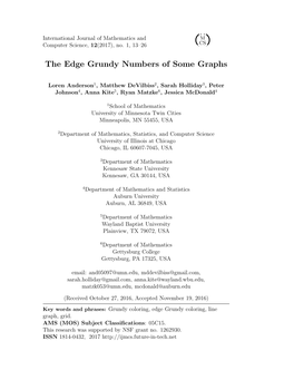 The Edge Grundy Numbers of Some Graphs