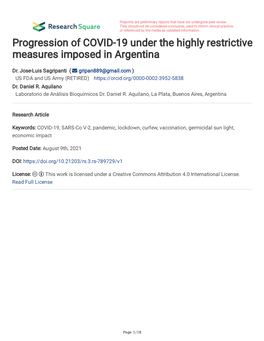Progression of COVID-19 Under the Highly Restrictive Measures Imposed in Argentina