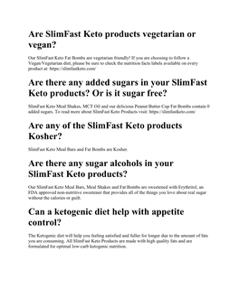 Are Slimfast Keto Products Vegetarian Or Vegan? Are There Any Added