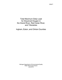 Total Maximum Daily Load for Dissolved Oxygen in the Grand River, Red Cedar River, and Tributaries