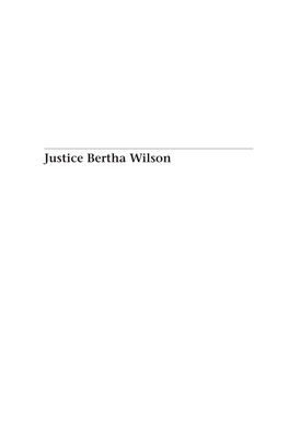 Justice Bertha Wilson Law and Society Series W