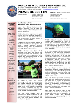 News Bulletin Issue 1 – 1St Quarter 2010