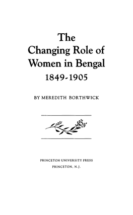 The Changing Role of Women in Bengal 1849-1905