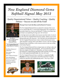 New England Diamond Gems Softball Signal May 2013