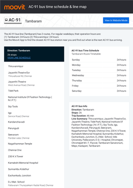 AC-91 Bus Time Schedule & Line Route