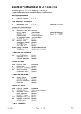 Comités Et Commissions De La F.S.C.L. 2014