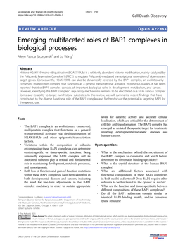 Emerging Multifaceted Roles of BAP1 Complexes in Biological Processes Aileen Patricia Szczepanski1 and Lu Wang1