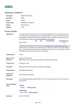 Datasheet: VPA00215 Product Details