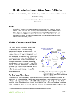 The Changing Landscape of Open Access Publishing