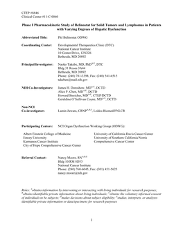 Phase I Pharmacokinetic Study of Belinostat for Solid Tumors and Lymphomas in Patients with Varying Degrees of Hepatic Dysfunction